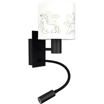 BRILAGI - Flexible LED-Kinder-Wandleuchte BOBO 1xE27/25W/230V + LED/3W schwarz/weiß/Einhörner