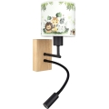 BRILAGI - flexible LED-Kinder-Wandleuchte BOBO WOOD 1xE27/25W/230V + LED/3W Eiche/schwarz/weiß/grün/Dschungel