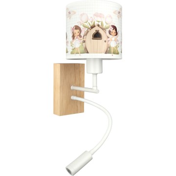 BRILAGI - Flexible LED-Kinder-Wandleuchte BOBO WOOD 1xE27/25W/230V + LED/3W Eiche/Weiß/Rosa/Feen