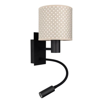 BRILAGI - Flexible LED-Wandleuchte BOBO 1xE27/25W/230V + LED/3W schwarz/beige/gepunktet