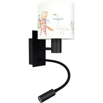 BRILAGI - Flexible LED-Wandleuchte für Kinder BOBO 1xE27/25W/230V + LED/3W schwarz/weiß/Tiermotive