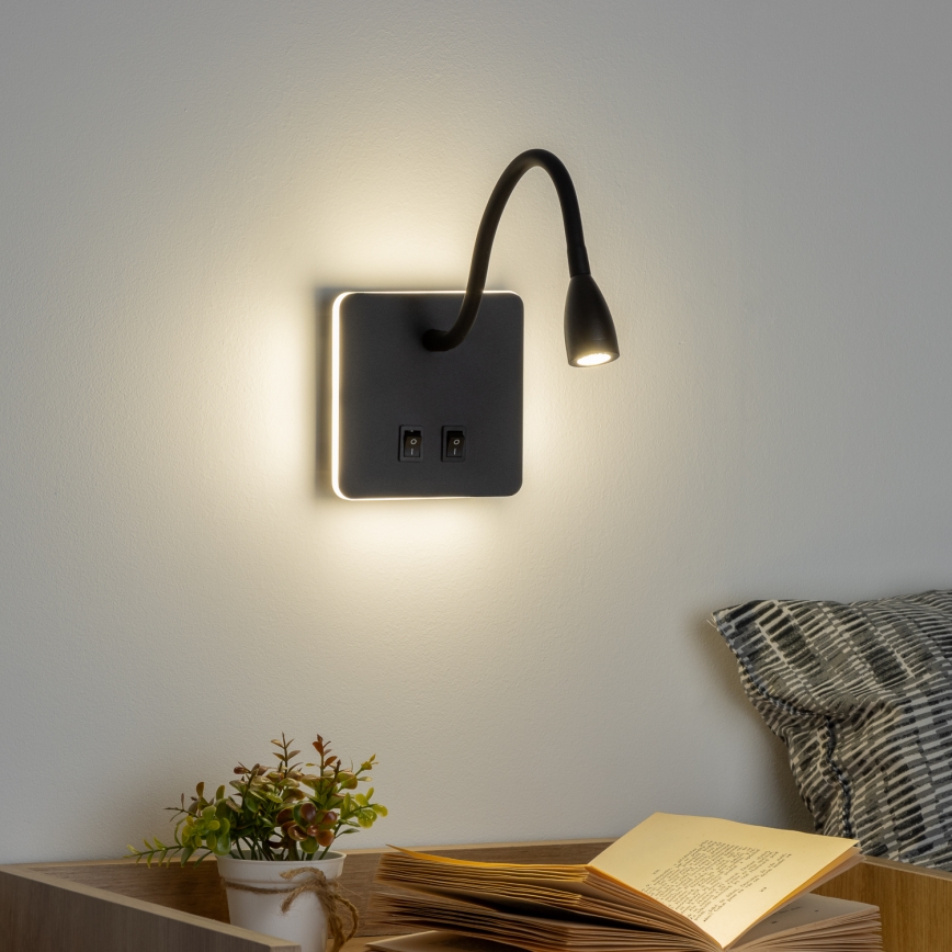 Brilagi - Flexible LED-Wandleuchte MAYA Double LED/4W/230V + LED/3W schwarz
