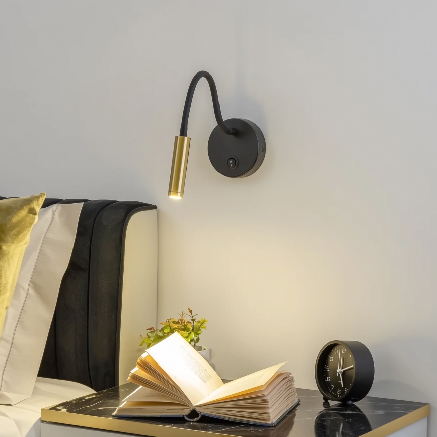 Brilagi - Flexible LED-Wandleuchte MAYA LED/3W/230V 4000K schwarz/golden