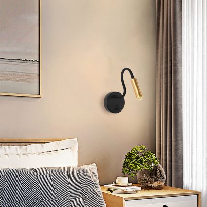 Brilagi - Flexible LED-Wandleuchte MAYA LED/3W/230V 4000K schwarz/golden