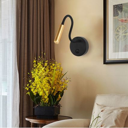 Brilagi - Flexible LED-Wandleuchte MAYA LED/3W/230V 4000K schwarz/golden