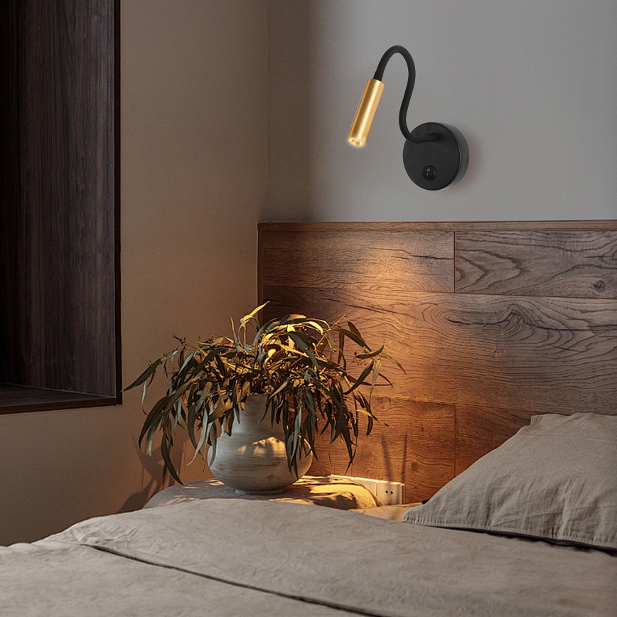 Brilagi - Flexible LED-Wandleuchte MAYA LED/3W/230V 4000K schwarz/golden