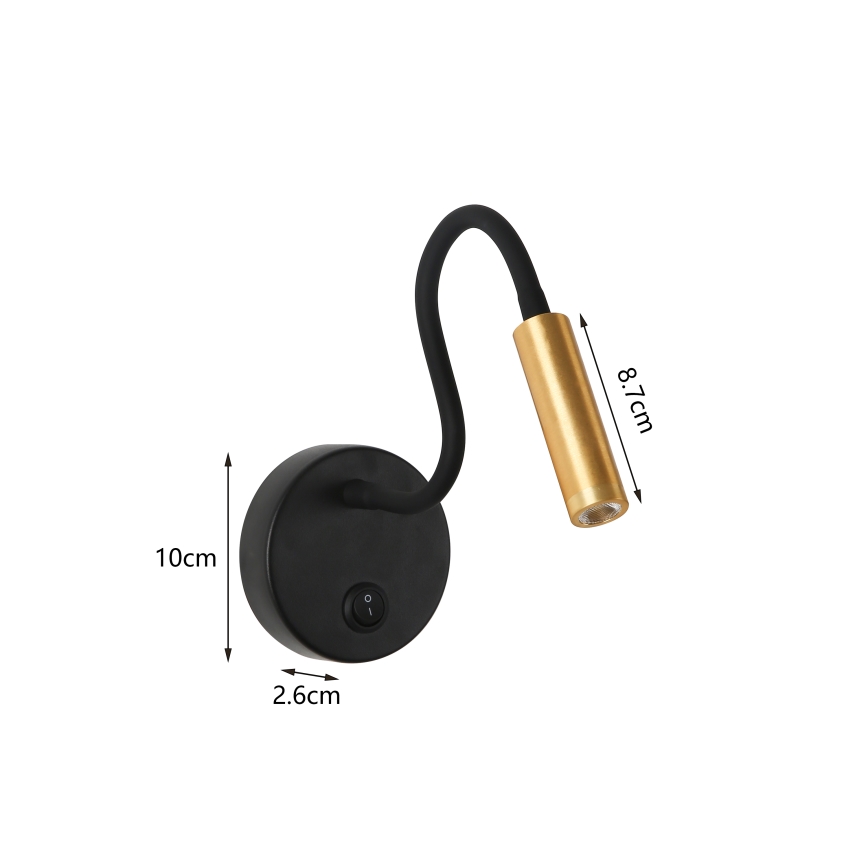 Brilagi - Flexible LED-Wandleuchte MAYA LED/3W/230V 4000K schwarz/golden