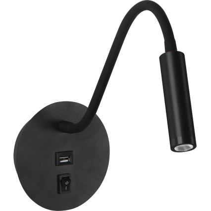 Brilagi - Flexible LED-Wandleuchte mit USB-Anschluss MAYA LED/3W/230V 4000K schwarz