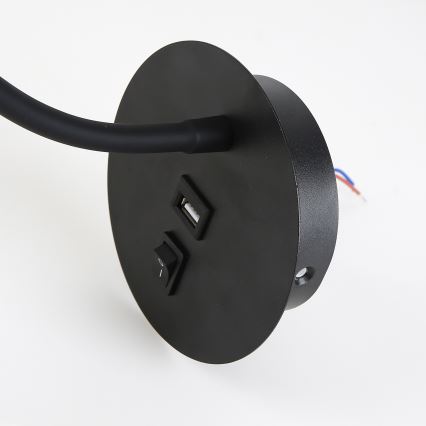Brilagi - Flexible LED-Wandleuchte mit USB-Anschluss MAYA LED/3W/230V 4000K schwarz