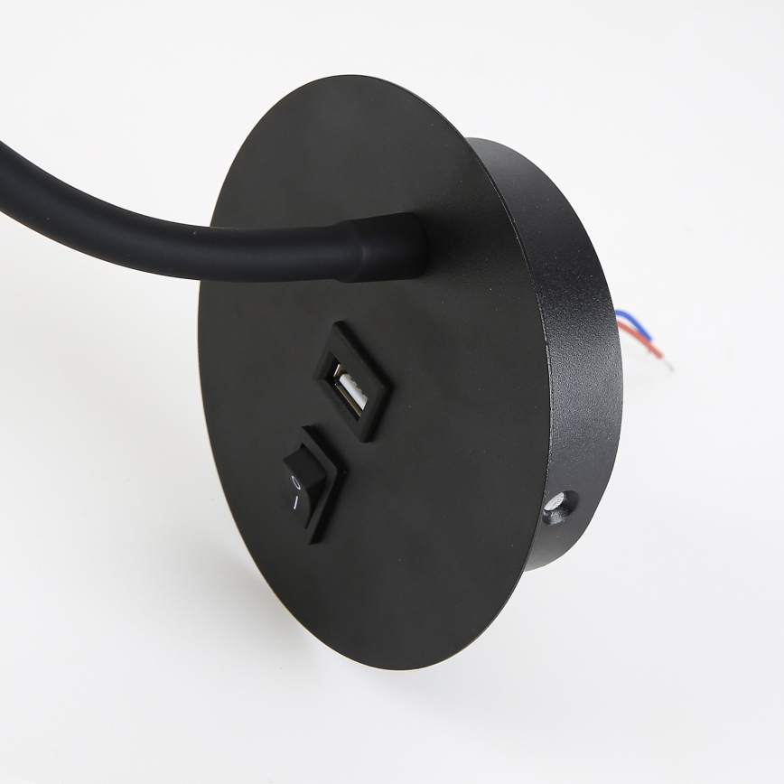Brilagi - Flexible LED-Wandleuchte mit USB-Anschluss MAYA LED/3W/230V 4000K schwarz