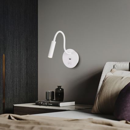 Brilagi - Flexible LED-Wandleuchte mit USB-Anschluss MAYA LED/3W/230V 4000K weiß