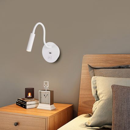 Brilagi - Flexible LED-Wandleuchte mit USB-Anschluss MAYA LED/3W/230V 4000K weiß