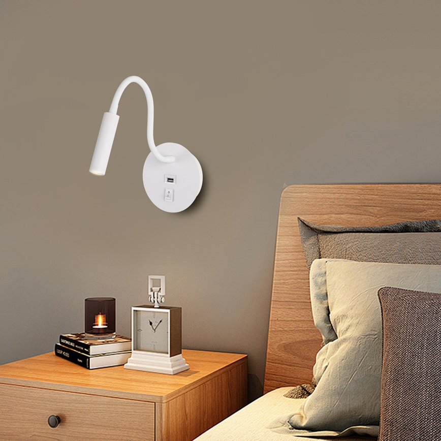 Brilagi - Flexible LED-Wandleuchte mit USB-Anschluss MAYA LED/3W/230V 4000K weiß
