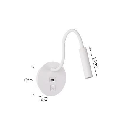 Brilagi - Flexible LED-Wandleuchte mit USB-Anschluss MAYA LED/3W/230V 4000K weiß