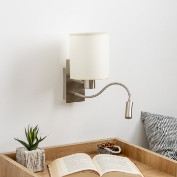 Brilagi - Flexible LED-Wandleuchte NUBILA 1xE27/25W/230V + LED/3W matt Chrom/cremefarben