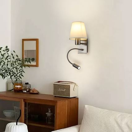 Brilagi - Flexible LED-Wandleuchte NUBILA 1xE27/25W/230V + LED/3W matt Chrom/cremefarben