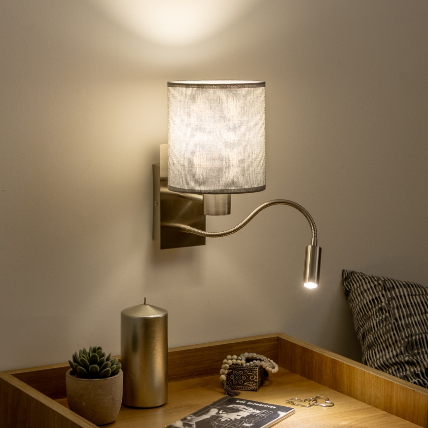 Brilagi - Flexible LED-Wandleuchte NUBILA 1xE27/25W/230V + LED/3W matt Chrom/grau