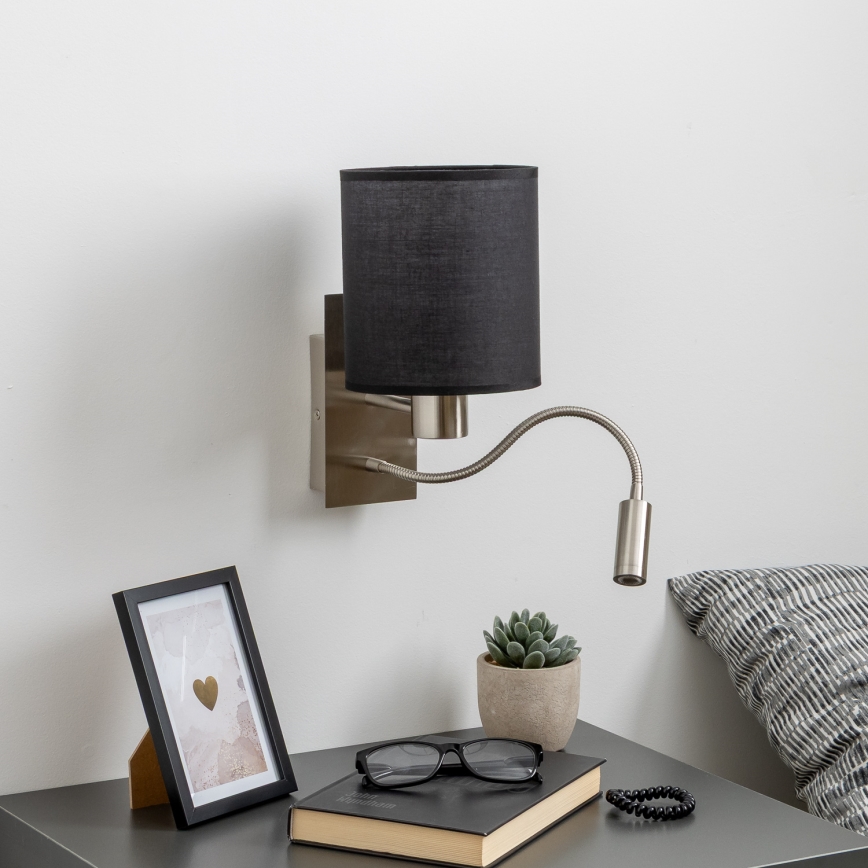Brilagi - Flexible LED-Wandleuchte NUBILA 1xE27/25W/230V + LED/3W matt Chrom/schwarz