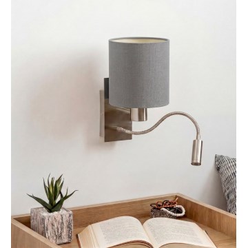 Brilagi - Flexible LED-Wandleuchte NUBILA 1xE27/25W/230V + LED/3W mattchrom/hellgrau