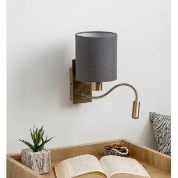 Brilagi - Flexible LED-Wandleuchte NUBILA 1xE27/25W/230V + LED/3W Messing/hellgrau