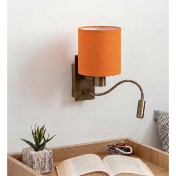 Brilagi - Flexible LED-Wandleuchte NUBILA 1xE27/25W/230V + LED/3W Messing/Orange