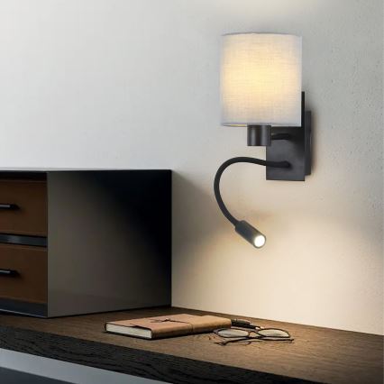 Brilagi - Flexible LED-Wandleuchte NUBILA 1xE27/25W/230V + LED/3W schwarz/grau