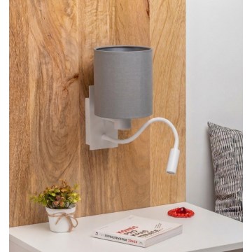 Brilagi - Flexible LED-Wandleuchte NUBILA 1xE27/25W/230V + LED/3W Weiß/Hellgrau