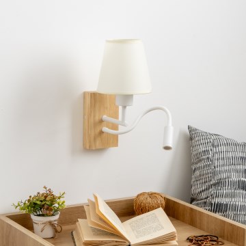 Brilagi - Flexible LED-Wandleuchte NUBILA WOOD 1xE27/25W/230V + LED/3W Eiche/cremefarben