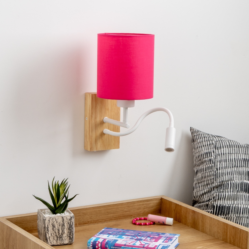Brilagi - Flexible LED-Wandleuchte NUBILA WOOD 1xE27/25W/230V + LED/3W Eiche/rosa