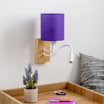 Brilagi - Flexible LED-Wandleuchte NUBILA WOOD 1xE27/25W/230V + LED/3W Eiche/violett