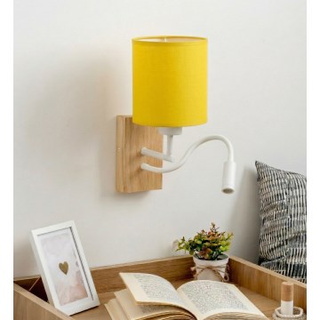 Brilagi - Flexible LED-Wandleuchte NUBILA WOOD 1xE27/25W/230V + LED/3W Eiche/Weiß/Gelb