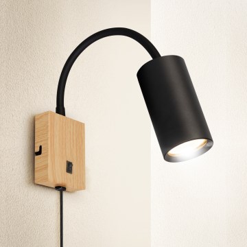BRILAGI - Flexible Wandleuchte mit Schalter SELE 1xGU10/30W/230V schwarz/Eichendekor