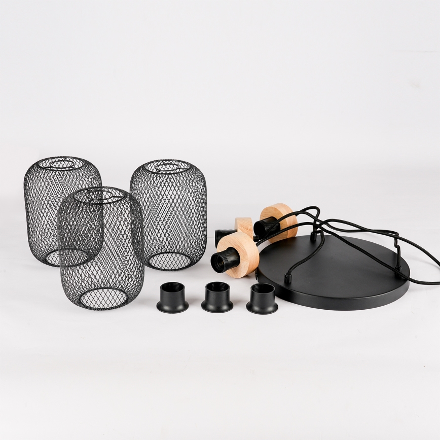 Brilagi - Hängeleuchte an Kabel BASKLITE 3xE27/15W/230V Holz/schwarz