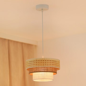 Brilagi - Hängeleuchte an Kabel CEDAR LUNETA 1xE27/15W/230V Ø 25 cm Rattan/Braun/Creme