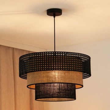 Brilagi - Hängeleuchte an Kabel DAKOTA LUNETA 1xE27/15W/230V Ø 45 cm schwarz/Rattan