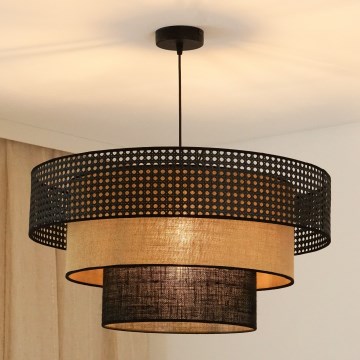 Brilagi - Hängeleuchte an Kabel DAKOTA LUNETA 1xE27/15W/230V Ø 60 cm schwarz/Rattan