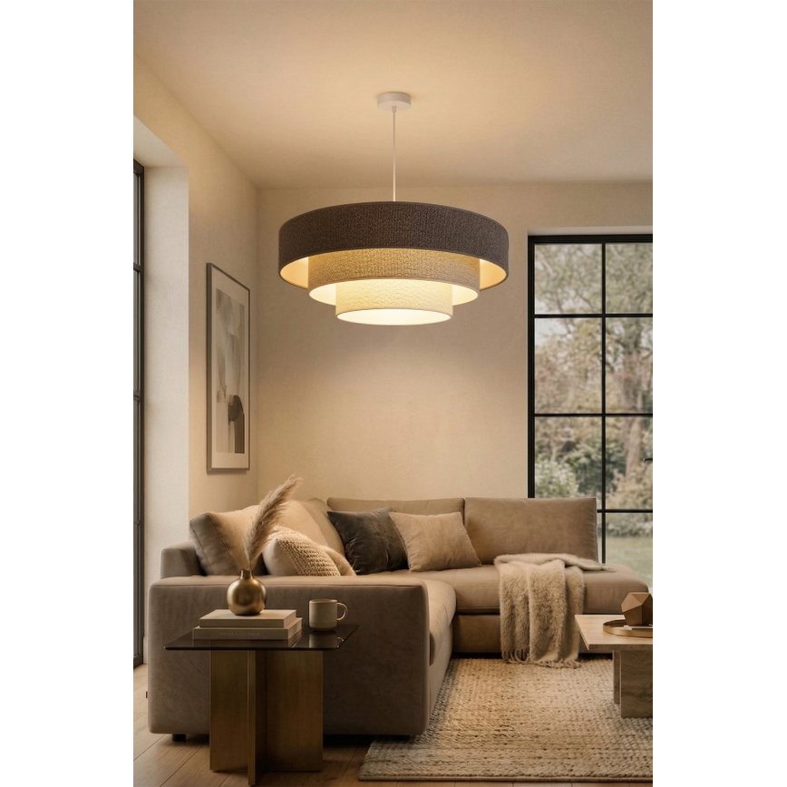 Brilagi - Hängeleuchte an Kabel LUNETA 3xE27/60W/230V Ø 80 cm grau/creme/weiß