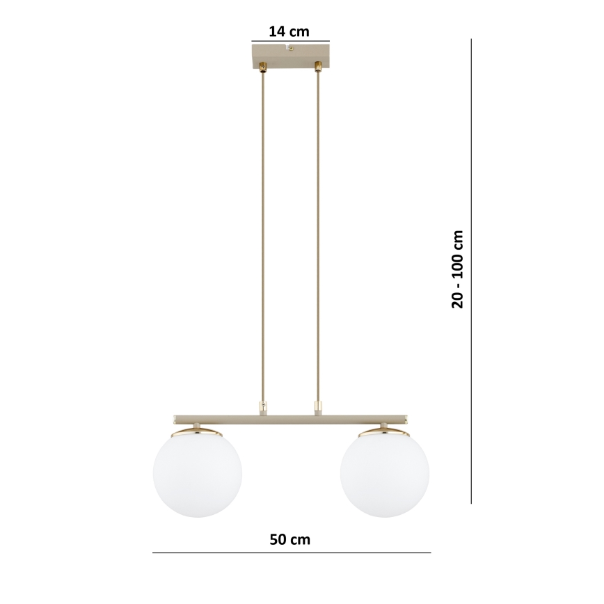 Brilagi - Hängeleuchte an Kabel MILO 2xE27/60W/230V beige/gold