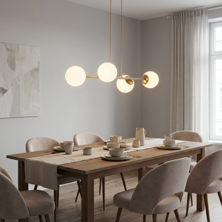 Brilagi - Hängeleuchte an Kabel MILO ECRU 4xE27/60W/230V beige/gold