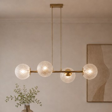 Brilagi - Hängeleuchte an Kabel STELLA 4xE27/60W/230V beige/gold