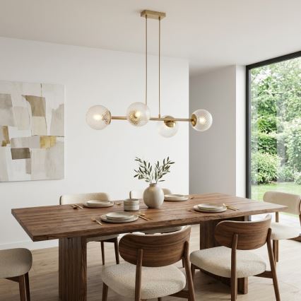 Brilagi - Hängeleuchte an Kabel STELLA 4xE27/60W/230V beige/gold
