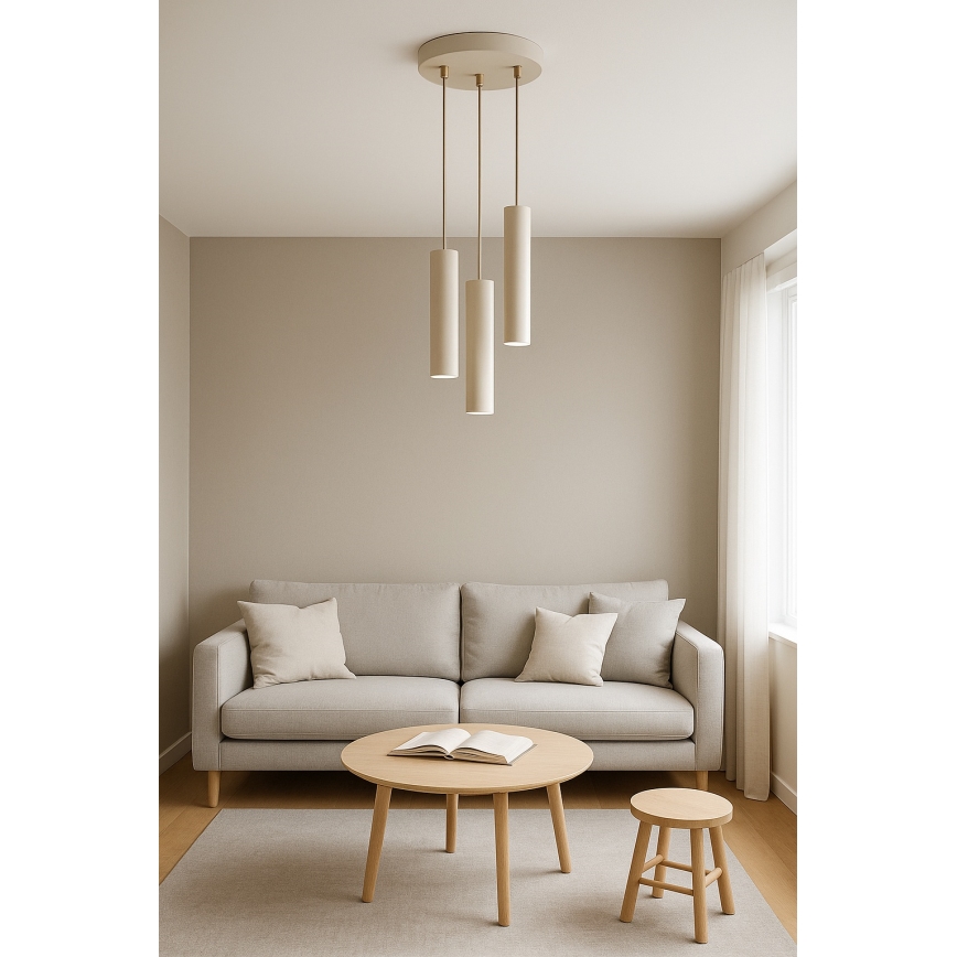Brilagi - Hängeleuchte an Kabel TUBE 3xGU10/15W/230V beige/gold