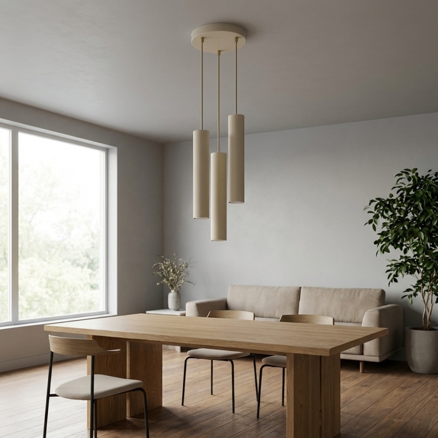 Brilagi - Hängeleuchte an Kabel TUBE 3xGU10/15W/230V beige/gold