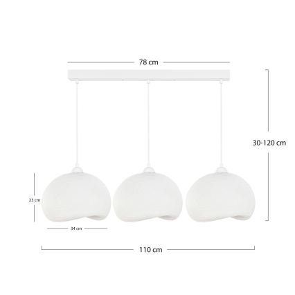 Brilagi - Hängeleuchte an Kabel WABI SABI 3xE27/40W/230V weiß