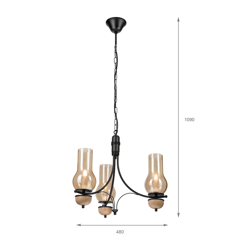 Brilagi - Hängeleuchte an Kette COTTAGE 3xE14/40W/230V Buche/braun