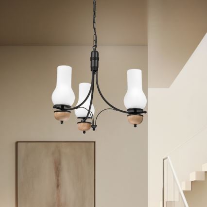 Brilagi - Hängeleuchte an Kette COTTAGE 3xE14/40W/230V Buche/weiß