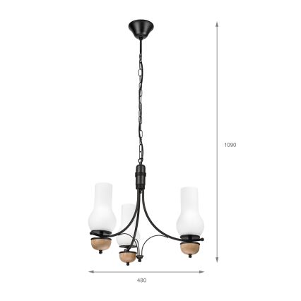 Brilagi - Hängeleuchte an Kette COTTAGE 3xE14/40W/230V Buche/weiß