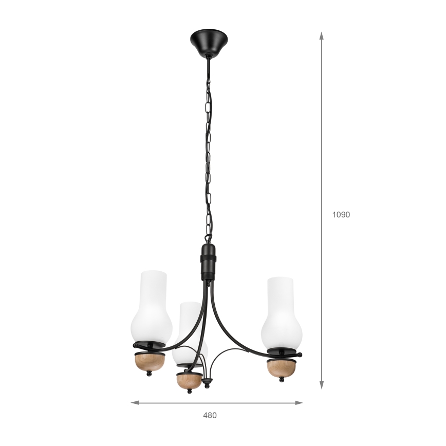 Brilagi - Hängeleuchte an Kette COTTAGE 3xE14/40W/230V Buche/weiß