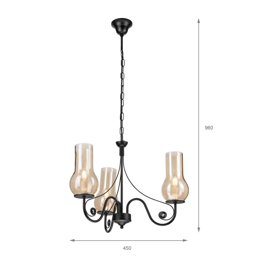 Brilagi - Hängeleuchte an Kette COTTAGE 3xE14/40W/230V schwarz/braun