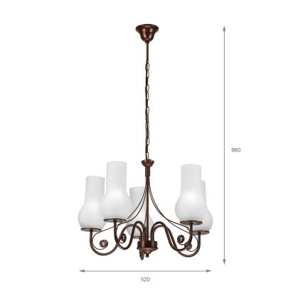 Brilagi - Hängeleuchte an Kette COTTAGE 5xE14/40W/230V braun/weiß